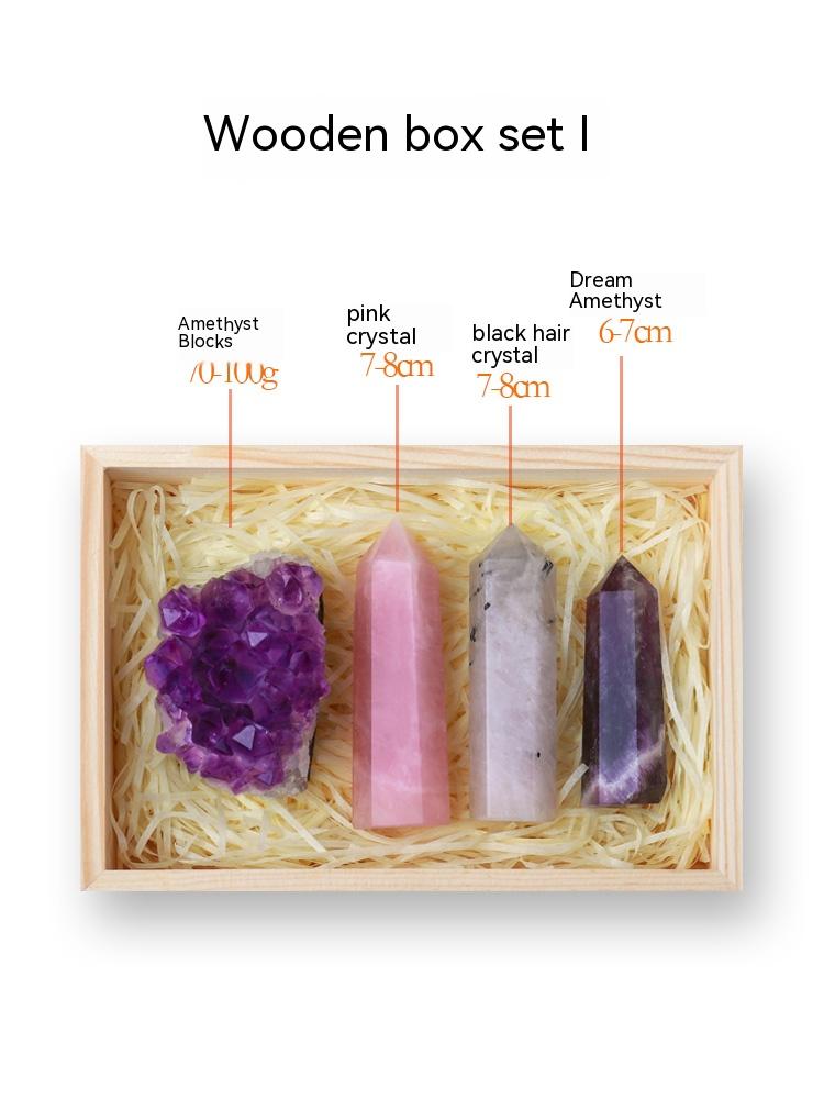 Bijih tiang kristal asli, batu kasar, kotak spesimen, serbuk blok amethyst, kristal putih, prisma heksagon, hiasan permata