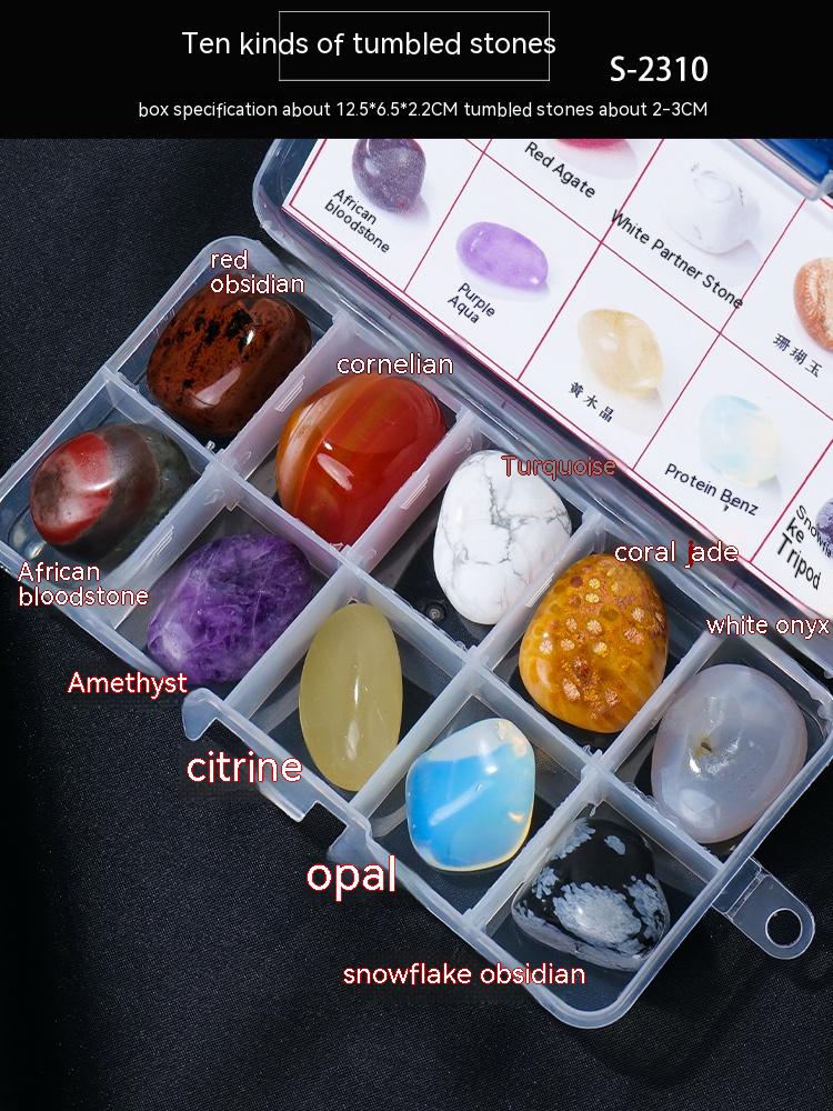 Natural crystal mineral raw stone small gravel box fashion simple gift children's popular science box decoration small ornament