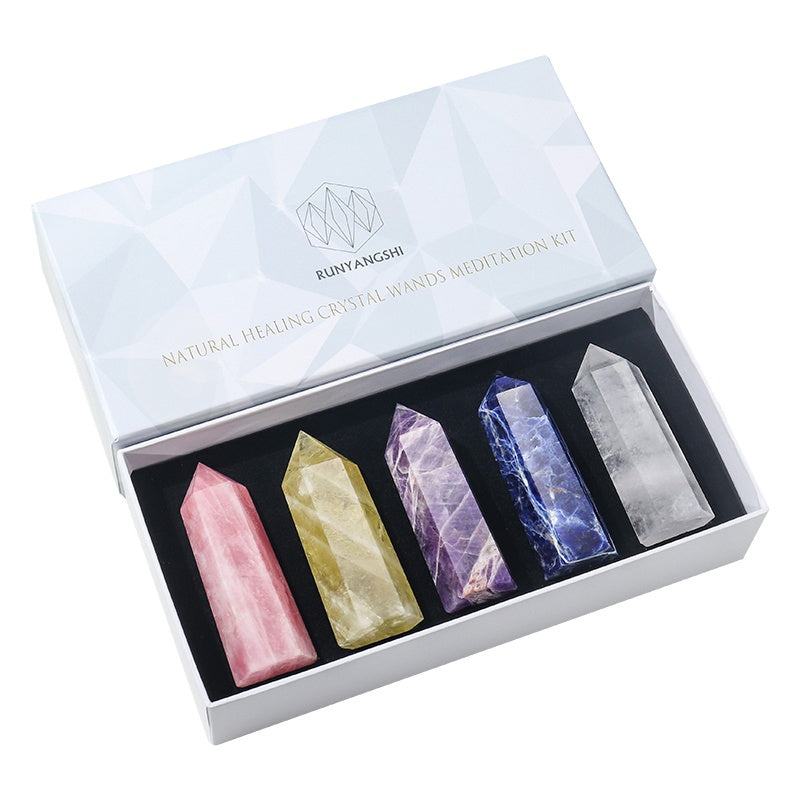 Bijih kristal asli, lajur kristal batu mentah, lapis lazuli, kristal merah jambu, standard mineral, prisma heksagon berbucu tunggal, hadiah hiasan