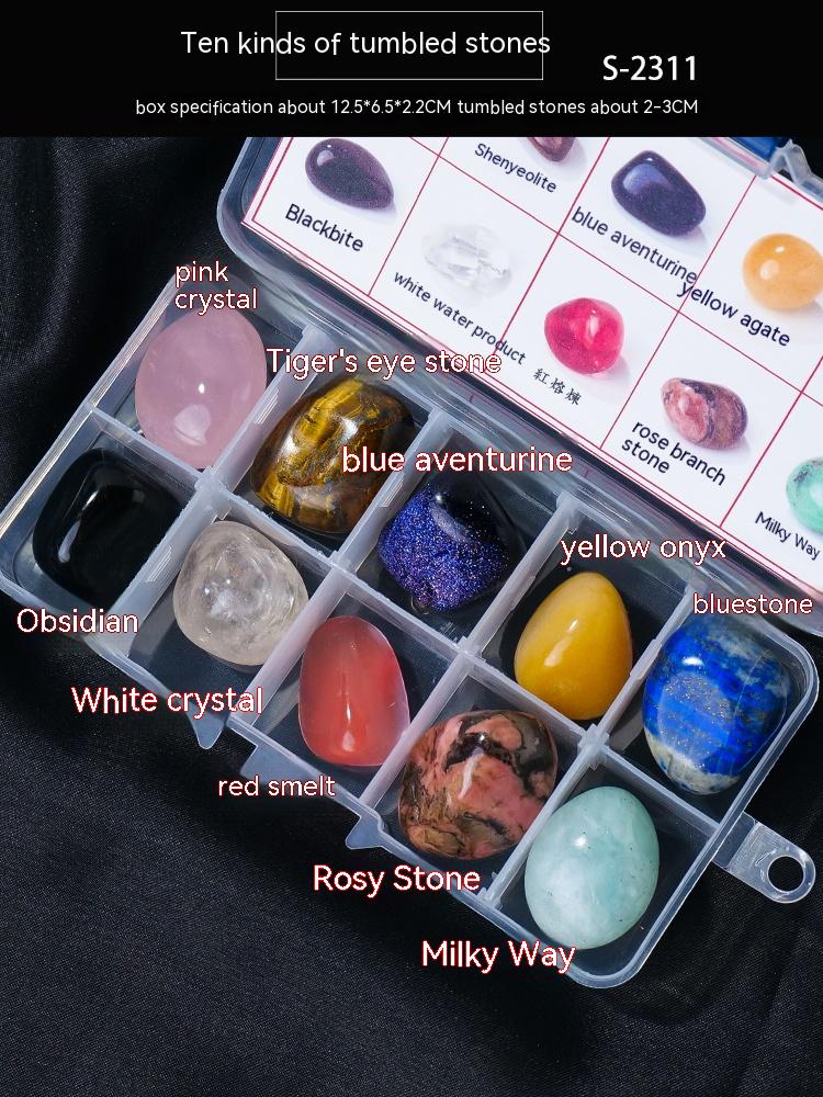 Natural crystal mineral raw stone small gravel box fashion simple gift children's popular science box decoration small ornament