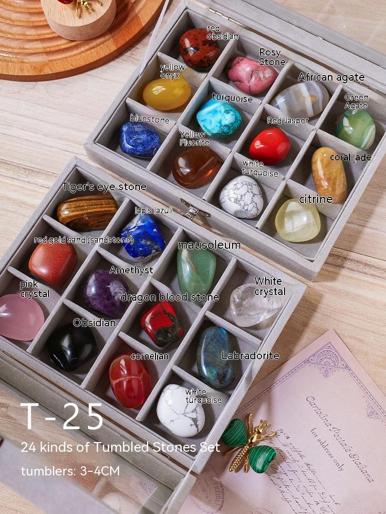 Natural crystal ore raw stone specimen box mineral gemstone agate stone children's mine standard crystal stone specimen decoration