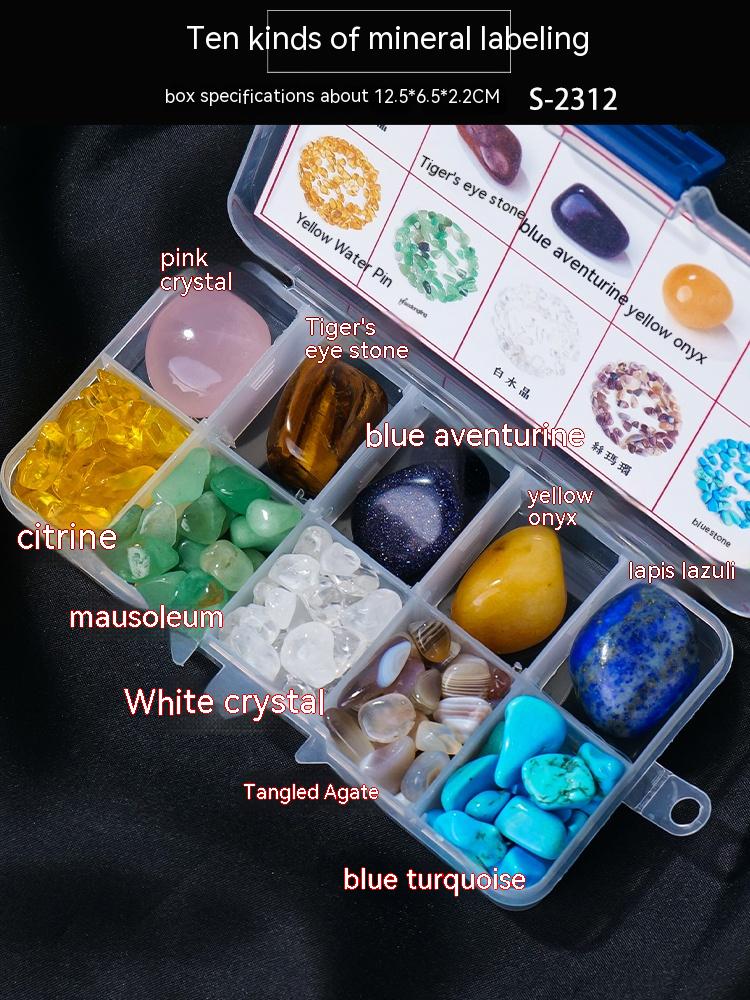 Natural crystal mineral raw stone small gravel box fashion simple gift children's popular science box decoration small ornament