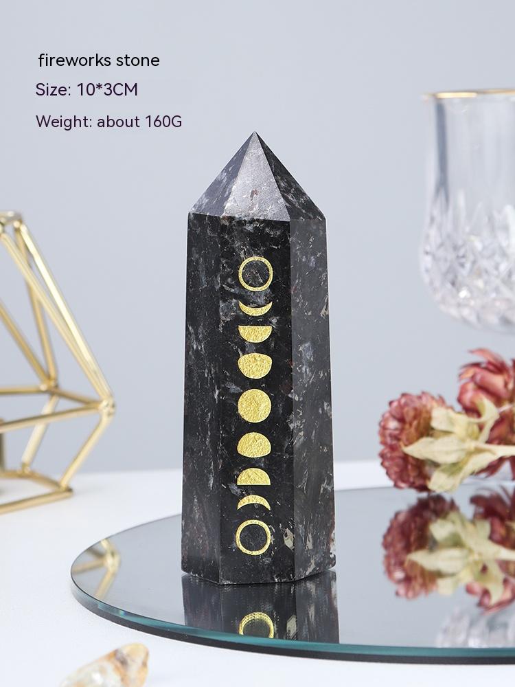 Tiang tunggal batu mentah tiang kristal asli, jed aventurine, bijih yoga, prisma heksagon, gerhana bulan, gerhana matahari, ruang tamu meja hiasan kecil