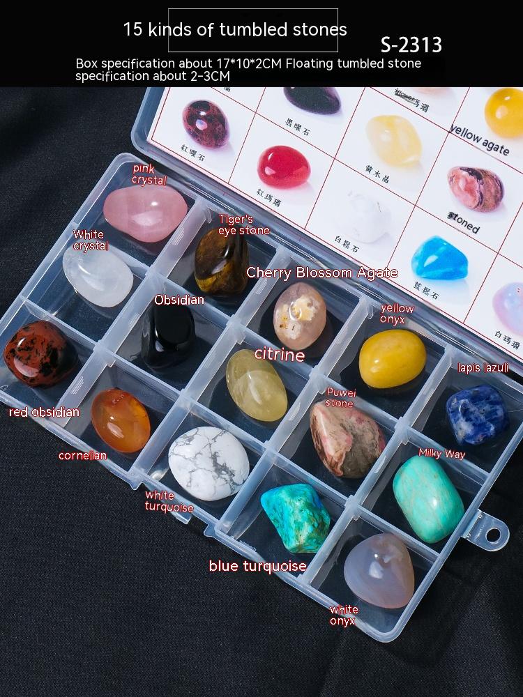 Natural crystal mineral raw stone small gravel box fashion simple gift children's popular science box decoration small ornament