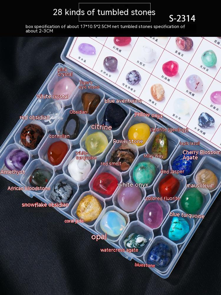 Natural crystal mineral raw stone small gravel box fashion simple gift children's popular science box decoration small ornament