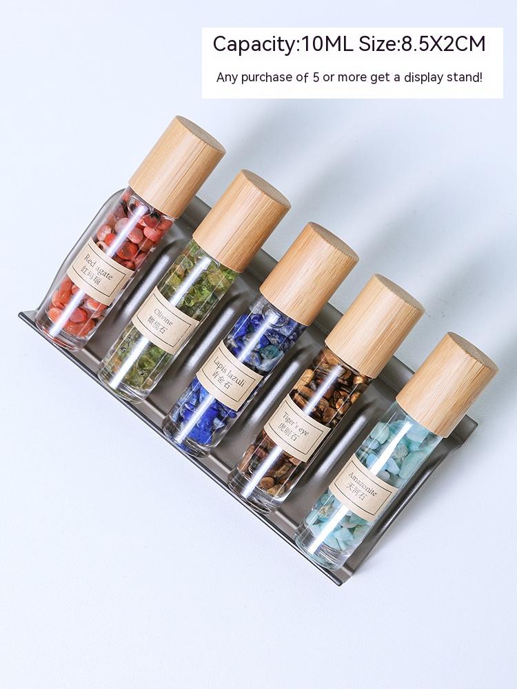 Natural white crystal crushed stone essential oil roller bottle sample perfume bottle portable sub-bottling ore specimen small ornament