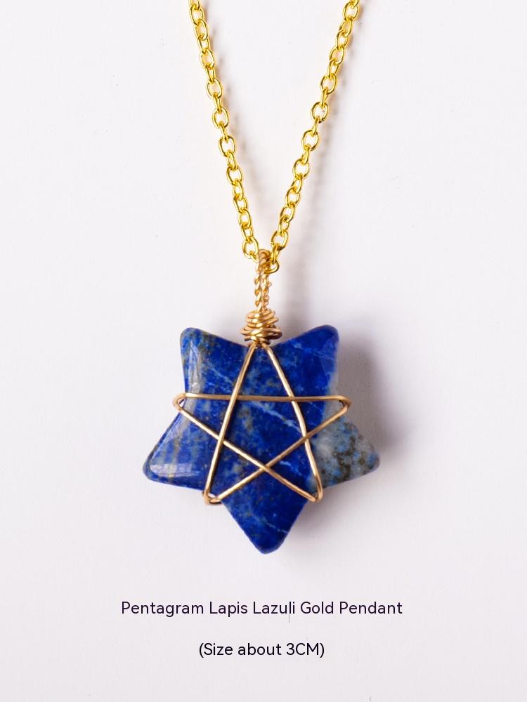 Natural crystal raw stone hexagonal prism ornaments double-pointed crystal column pentagram winding jewelry men and women pendants