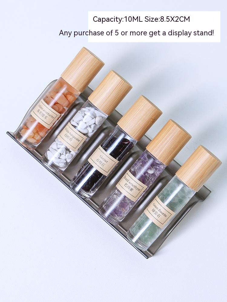 Natural white crystal crushed stone essential oil roller bottle sample perfume bottle portable sub-bottling ore specimen small ornament