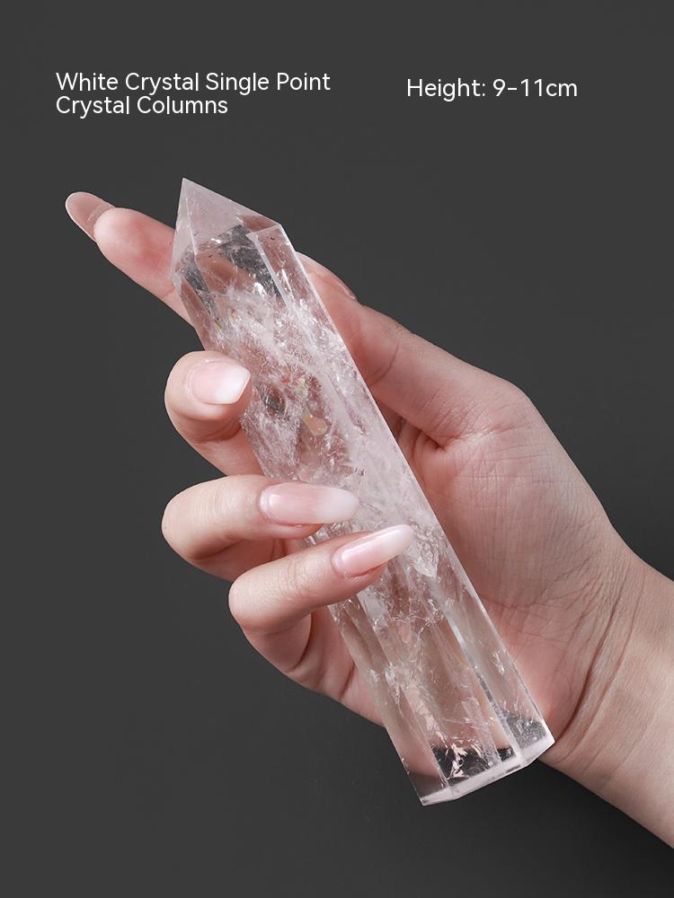 Natural White Crystal Column, Single Point, Hexagonal Prism, Rough Grinding, Decoration, Degaussing, Ore Purification, Home, Office, Small Gift