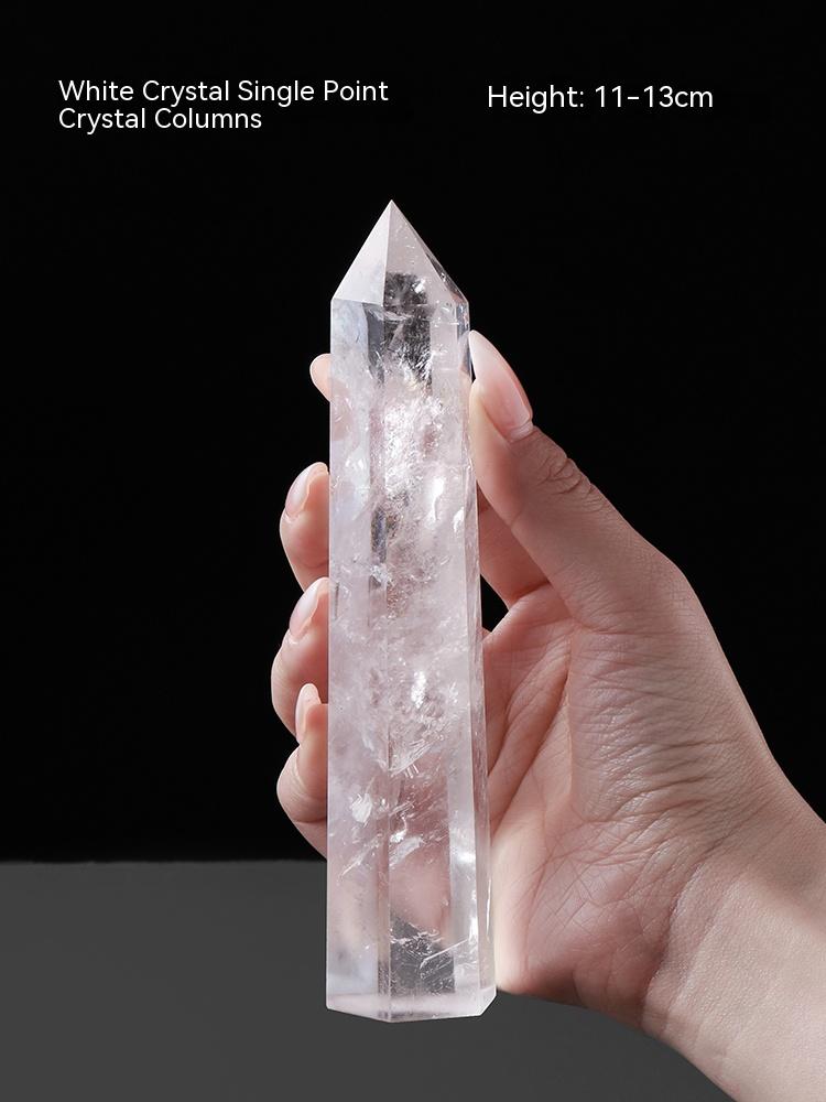 Natural White Crystal Column, Single Point, Hexagonal Prism, Rough Grinding, Decoration, Degaussing, Ore Purification, Home, Office, Small Gift