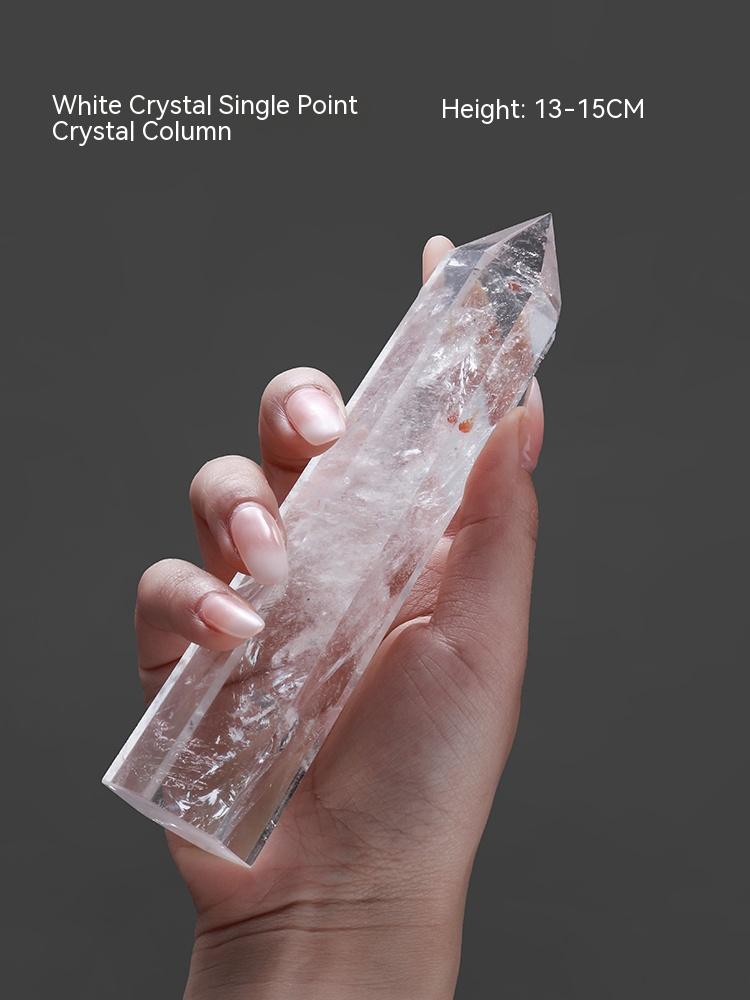 Natural White Crystal Column, Single Point, Hexagonal Prism, Rough Grinding, Decoration, Degaussing, Ore Purification, Home, Office, Small Gift