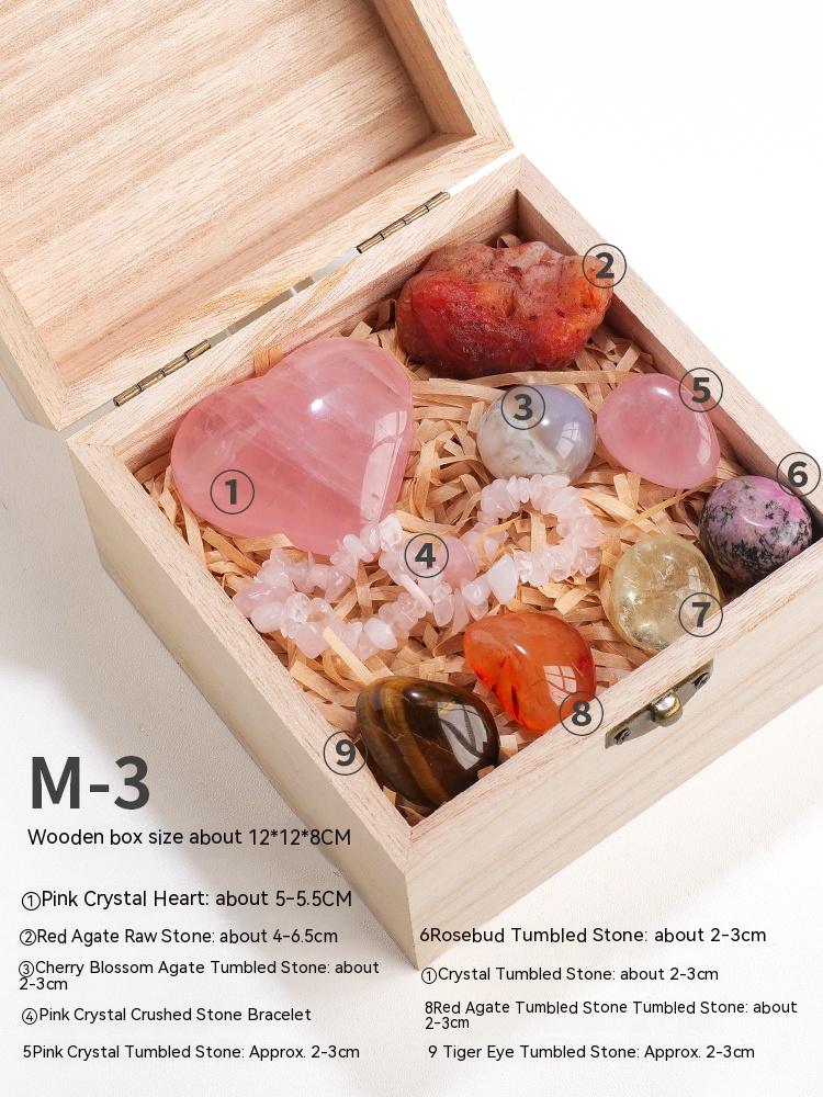 Natural crystal rough stone decoration ore fossil rock science popularization box mineral home gemstone specimen decoration gift