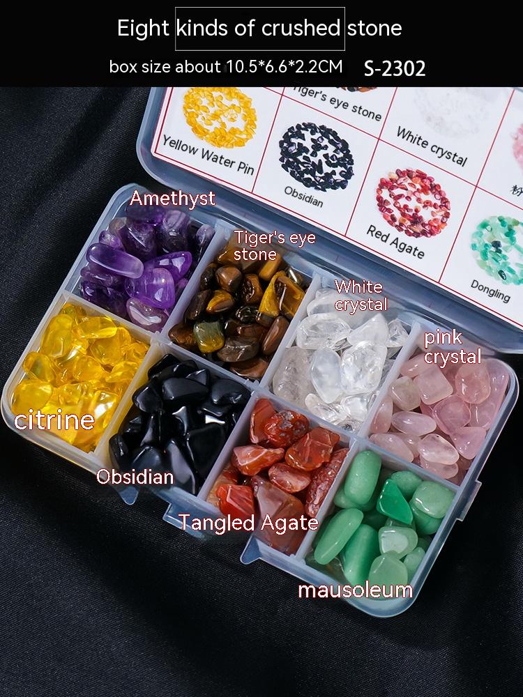 Natural crystal mineral raw stone small gravel box fashion simple gift children's popular science box decoration small ornament