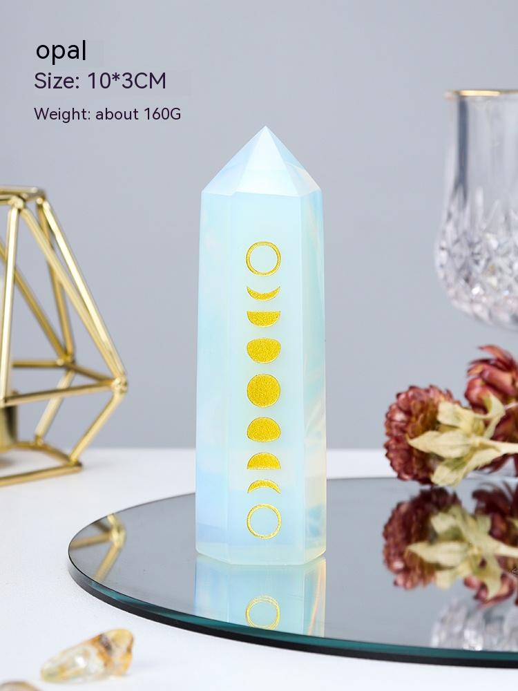 Tiang tunggal batu mentah tiang kristal asli, jed aventurine, bijih yoga, prisma heksagon, gerhana bulan, gerhana matahari, ruang tamu meja hiasan kecil