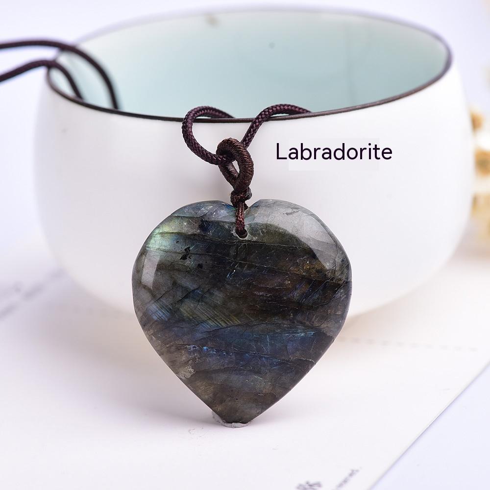Natural Crystal Rough, Peach Heart Rose Quartz, Love Pendant, Tiger's-Eye, Heart Necklace, Jewelry