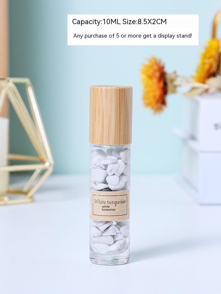 Natural white crystal crushed stone essential oil roller bottle sample perfume bottle portable sub-bottling ore specimen small ornament