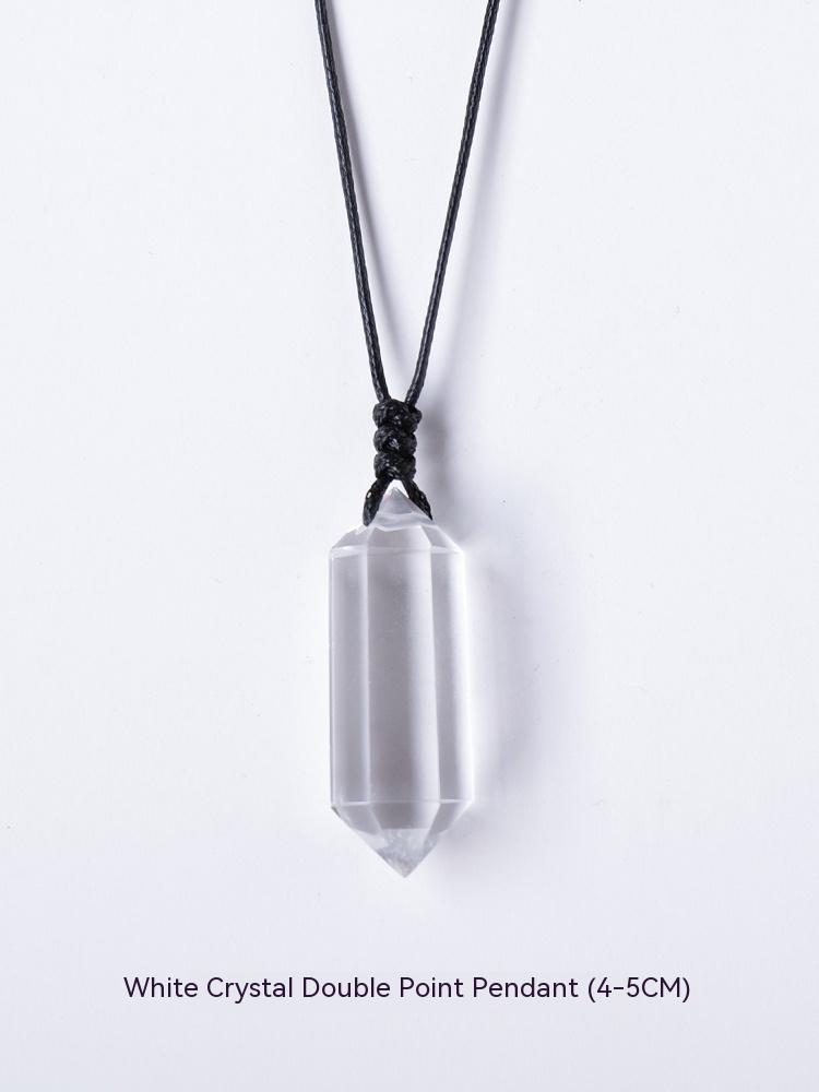 Natural crystal raw stone hexagonal prism ornaments double-pointed crystal column pentagram winding jewelry men and women pendants