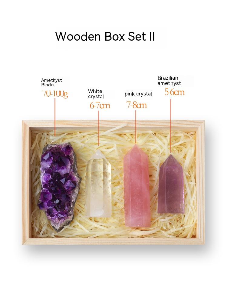 Bijih tiang kristal asli, batu kasar, kotak spesimen, serbuk blok amethyst, kristal putih, prisma heksagon, hiasan permata