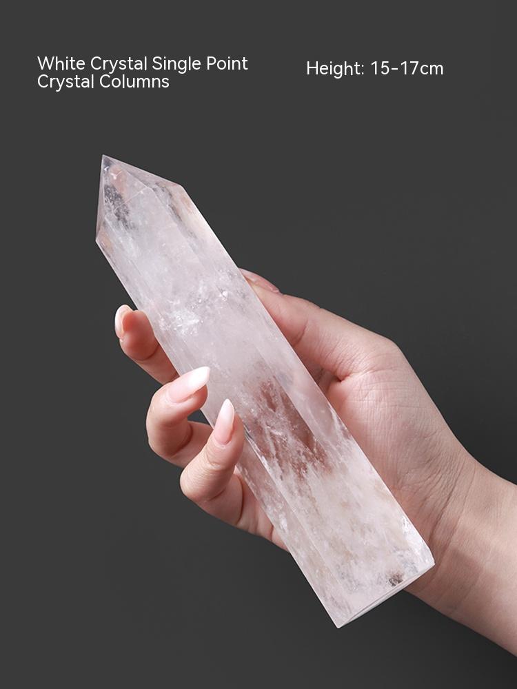 Natural White Crystal Column, Single Point, Hexagonal Prism, Rough Grinding, Decoration, Degaussing, Ore Purification, Home, Office, Small Gift
