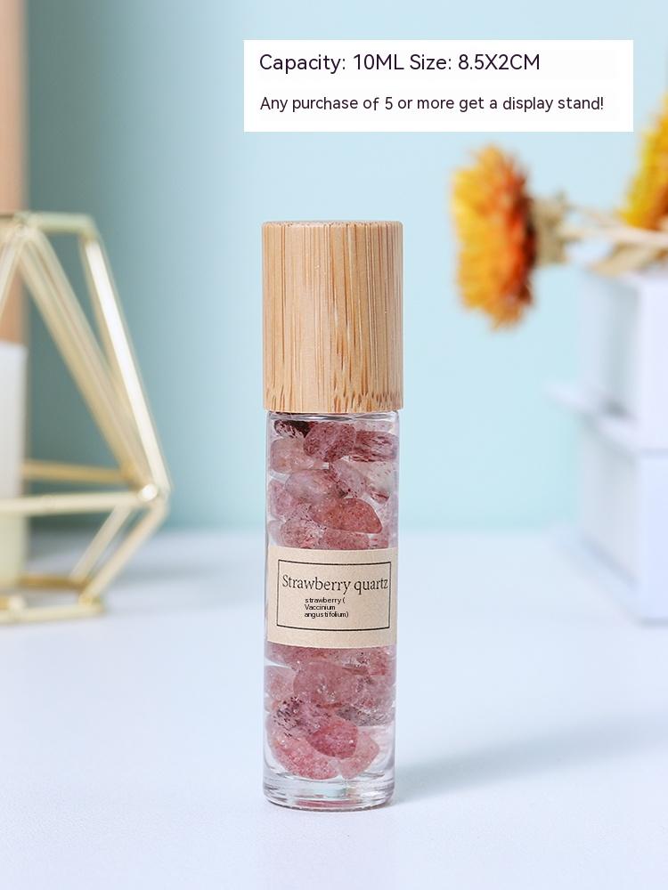 Natural white crystal crushed stone essential oil roller bottle sample perfume bottle portable sub-bottling ore specimen small ornament