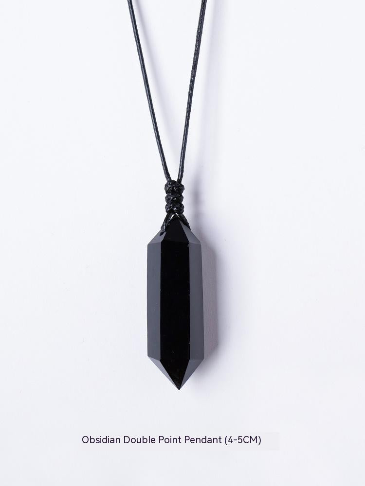 Natural crystal raw stone hexagonal prism ornaments double-pointed crystal column pentagram winding jewelry men and women pendants