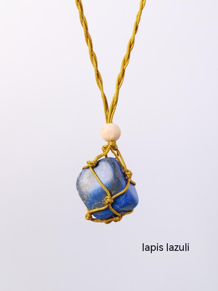 Natural Stone Crystal, Ore, Rough, Tumbled, Net Bag Pendant, Hand-Woven Net Bag Pendant, Necklace, Sweater Chain