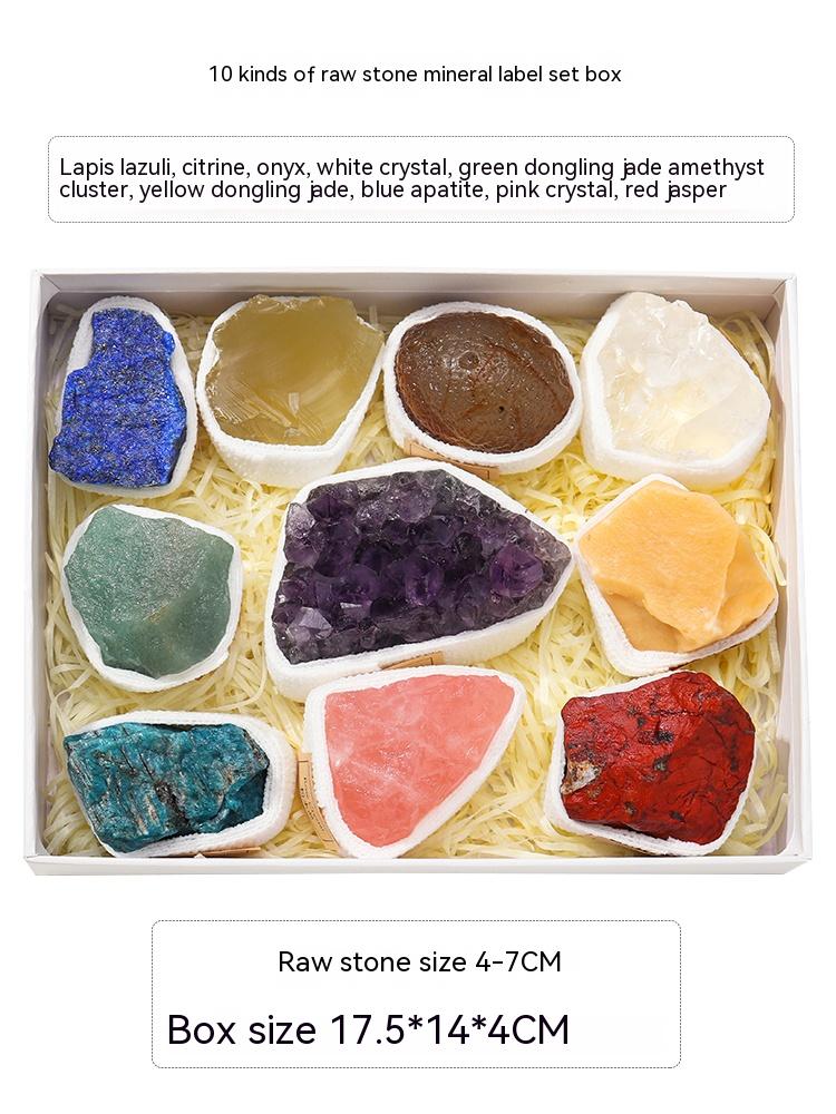 Natural crystal gem ore mineral specimen powder crystal lapis lazuli raw stone amethyst block decoration play gift box