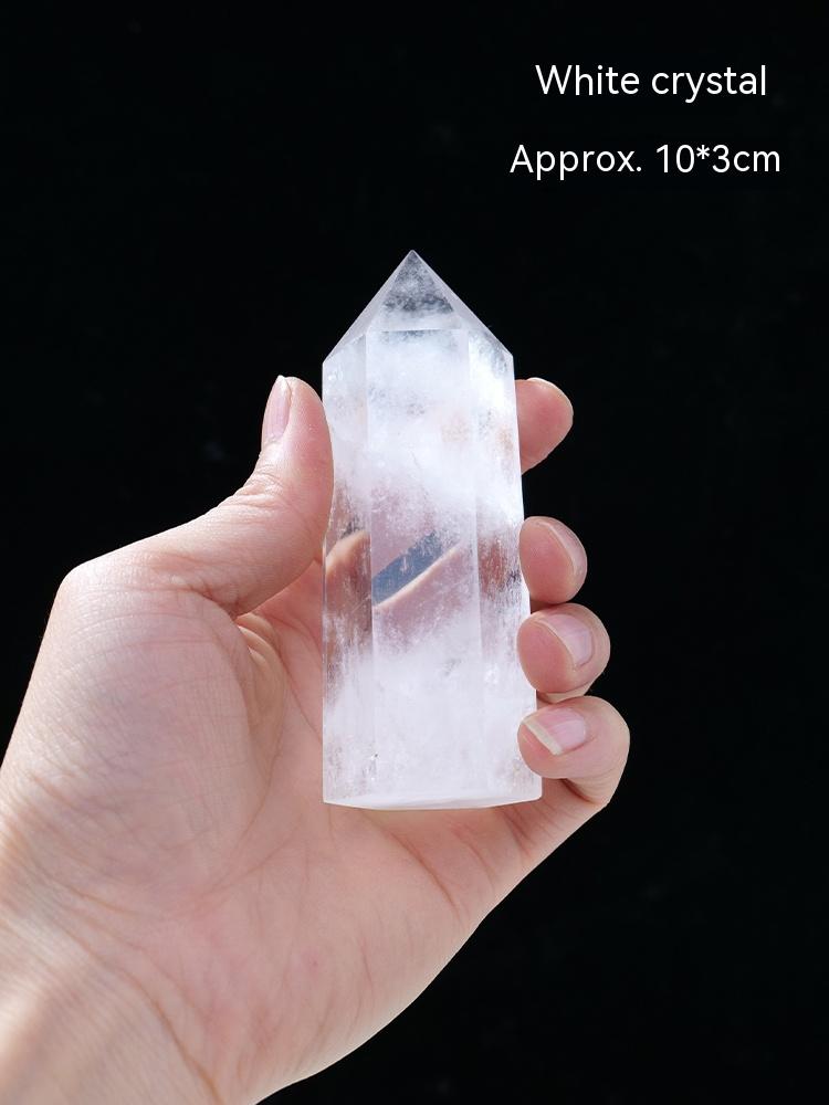 Natural White Crystal Column, Single Point, Hexagonal Prism, Rough Grinding, Decoration, Degaussing, Ore Purification, Home, Office, Small Gift