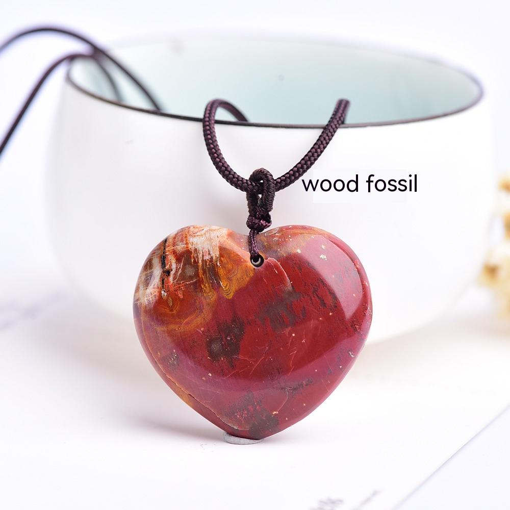 Natural Crystal Rough, Peach Heart Rose Quartz, Love Pendant, Tiger's-Eye, Heart Necklace, Jewelry