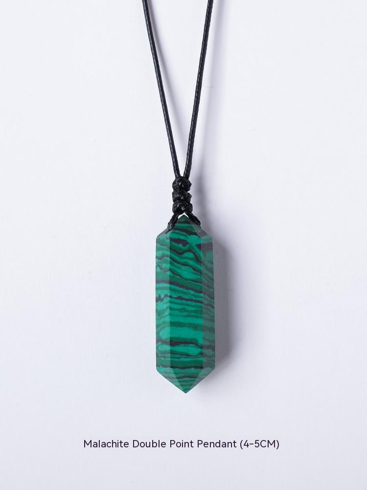 Natural crystal raw stone hexagonal prism ornaments double-pointed crystal column pentagram winding jewelry men and women pendants