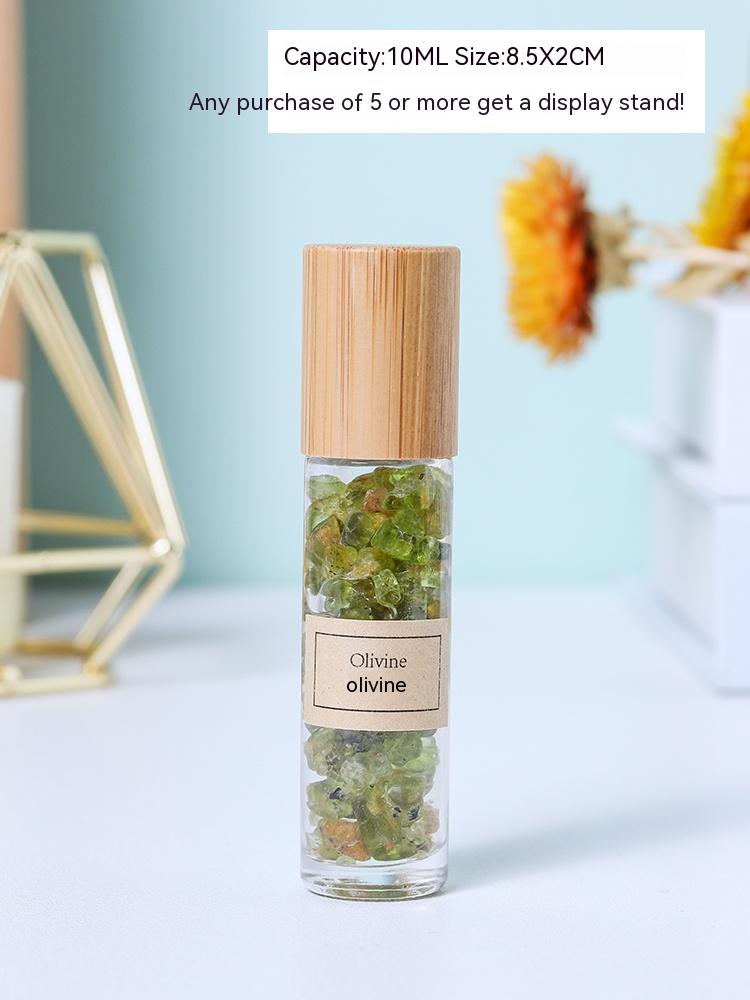 Natural white crystal crushed stone essential oil roller bottle sample perfume bottle portable sub-bottling ore specimen small ornament