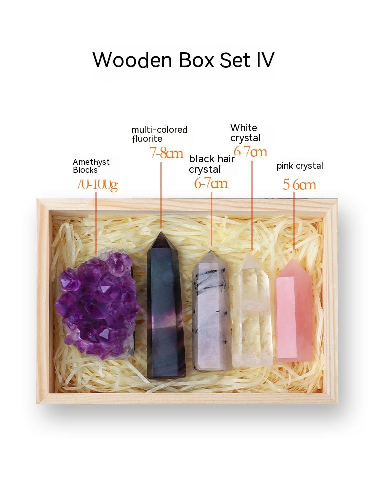 Bijih tiang kristal asli, batu kasar, kotak spesimen, serbuk blok amethyst, kristal putih, prisma heksagon, hiasan permata