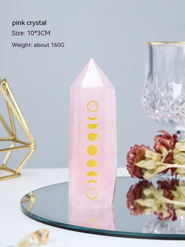 Tiang tunggal batu mentah tiang kristal asli, jed aventurine, bijih yoga, prisma heksagon, gerhana bulan, gerhana matahari, ruang tamu meja hiasan kecil