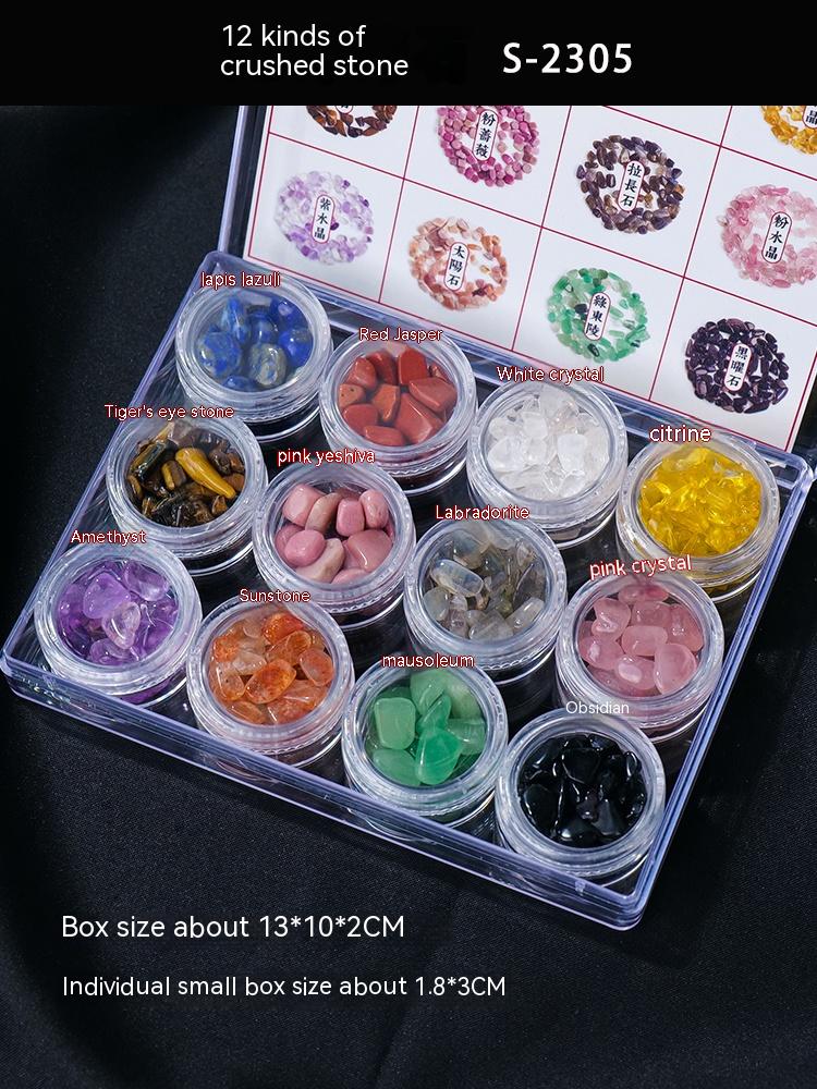 Natural crystal mineral raw stone small gravel box fashion simple gift children's popular science box decoration small ornament