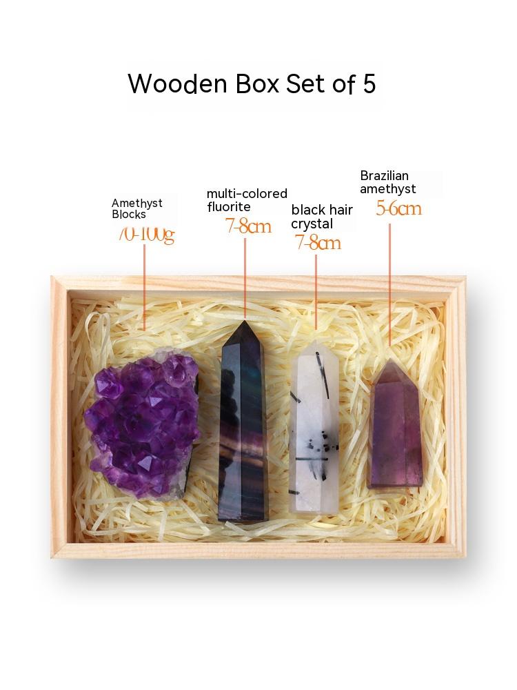 Bijih tiang kristal asli, batu kasar, kotak spesimen, serbuk blok amethyst, kristal putih, prisma heksagon, hiasan permata