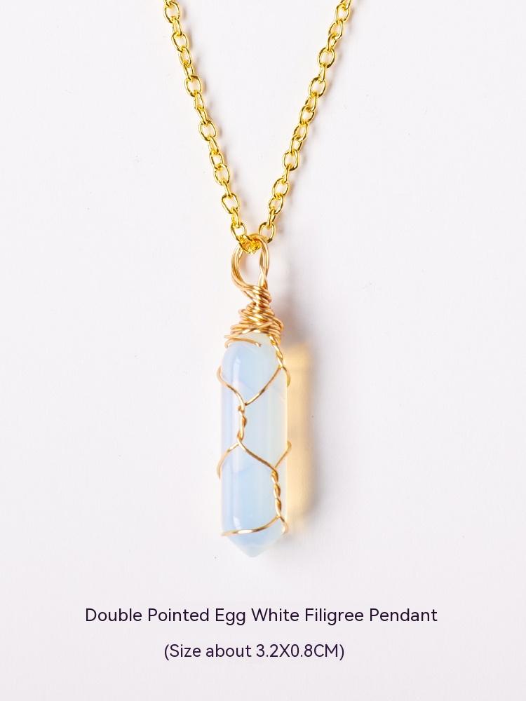 Natural crystal raw stone hexagonal prism ornaments double-pointed crystal column pentagram winding jewelry men and women pendants