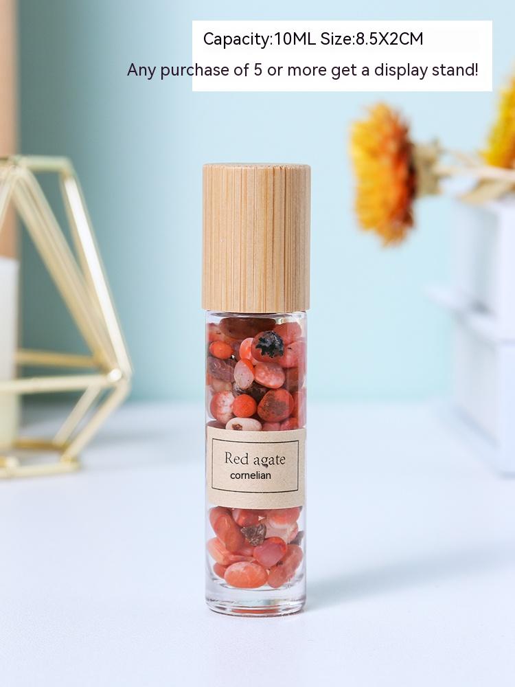 Natural white crystal crushed stone essential oil roller bottle sample perfume bottle portable sub-bottling ore specimen small ornament