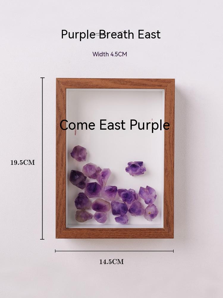 Natural crystal ore specimen raw stone jade agate rock purple gas east to the year of the rabbit decoration photo frame picture frame gift