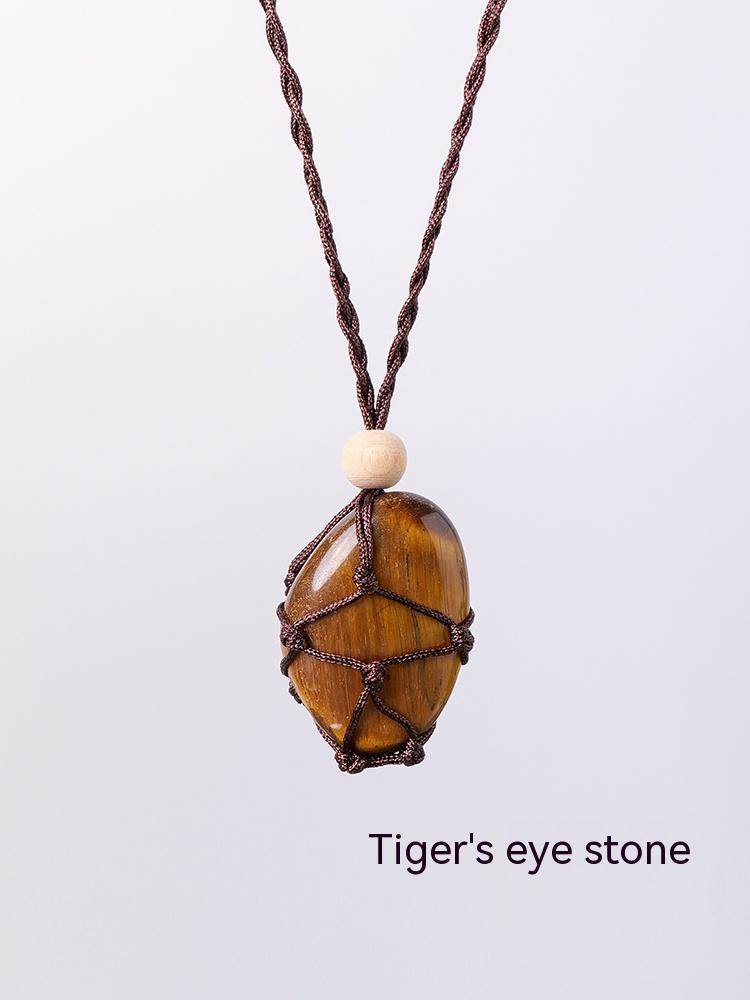Natural Stone Crystal, Ore, Rough, Tumbled, Net Bag Pendant, Hand-Woven Net Bag Pendant, Necklace, Sweater Chain