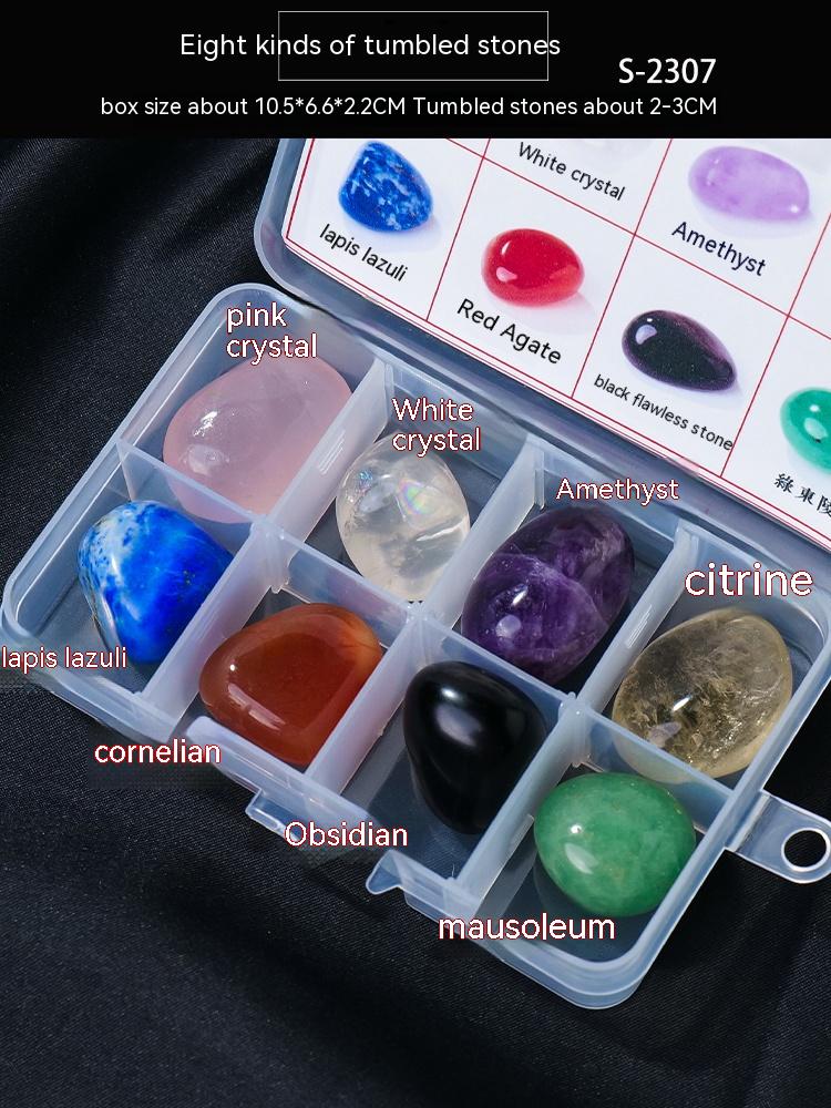 Natural crystal mineral raw stone small gravel box fashion simple gift children's popular science box decoration small ornament