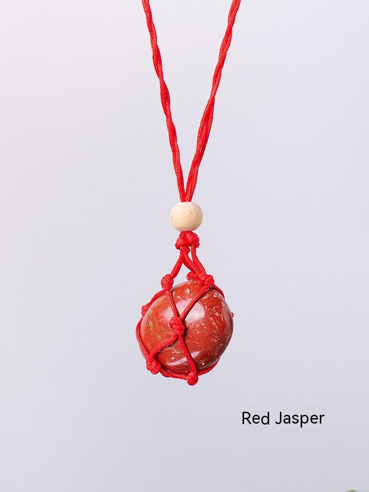 Natural Stone Crystal, Ore, Rough, Tumbled, Net Bag Pendant, Hand-Woven Net Bag Pendant, Necklace, Sweater Chain