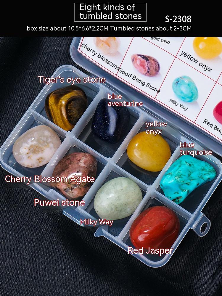 Natural crystal mineral raw stone small gravel box fashion simple gift children's popular science box decoration small ornament