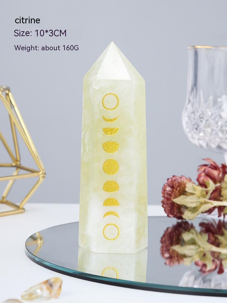 Tiang tunggal batu mentah tiang kristal asli, jed aventurine, bijih yoga, prisma heksagon, gerhana bulan, gerhana matahari, ruang tamu meja hiasan kecil