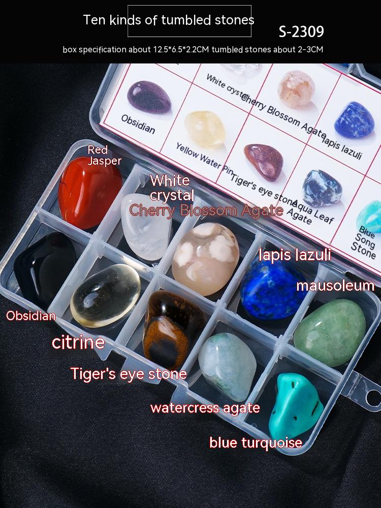 Natural crystal mineral raw stone small gravel box fashion simple gift children's popular science box decoration small ornament