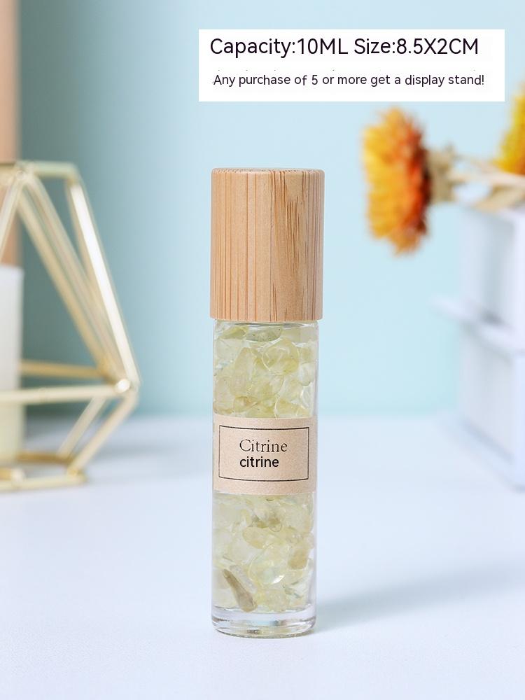 Natural white crystal crushed stone essential oil roller bottle sample perfume bottle portable sub-bottling ore specimen small ornament