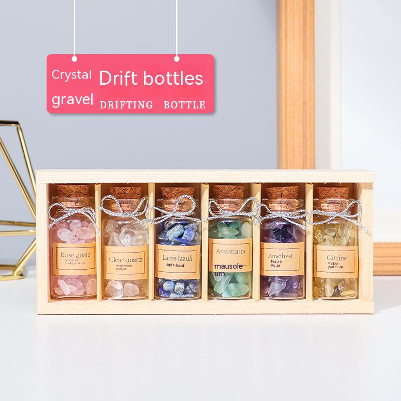Natural Crystal Gravel, Gift Box, White Crystal, Pink Amethyst, Wishing Bottle, Birthday Gift