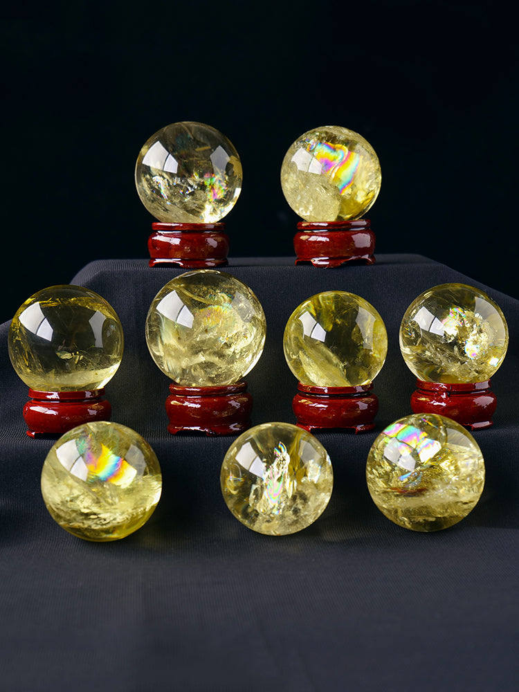 Bola citrine asli, berwarna-warni, bola pelangi, ruang tamu rumah, hiasan bola kristal, batu kasar, susunan tujuh bintang, hiasan beranda 