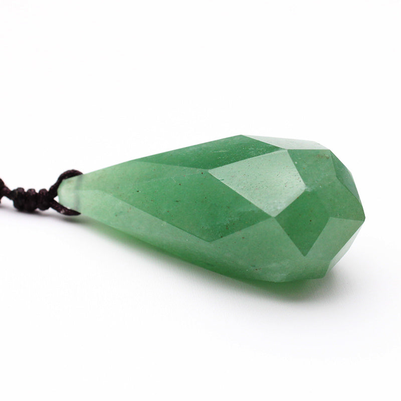 Natural Green Crystal Raw Stone Pendant, Aventurine Jade, Facet, Drop Shape, Fashion Necklace, Jewelry 
