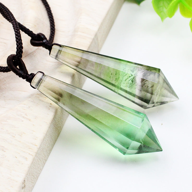 Natural crystal necklace pendulum, pendant, green fluorite, rough stone, pendant, polyhedron, accessories for men and women, gift 