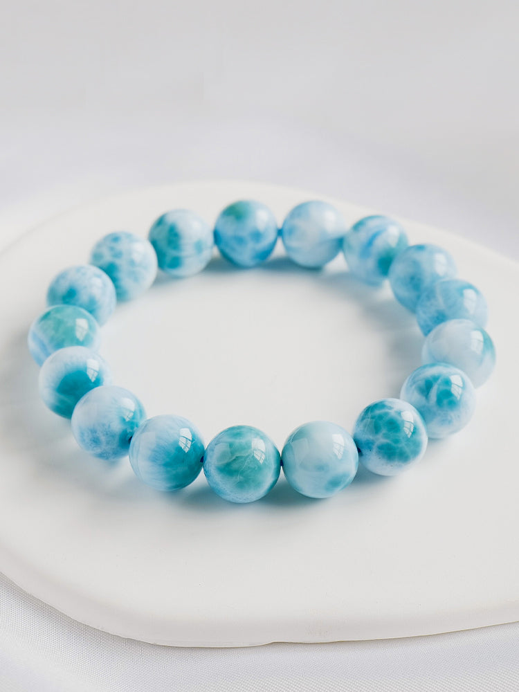 gelang batu laut semulajadi, barang kemas manik, gelang larimar biru, aksesori loket, reka bentuk DIY manik tunggal, barang kemas 